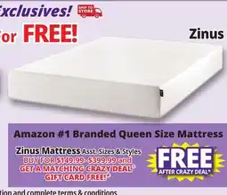 Ocean State Job Lot Zinus Mattress offer