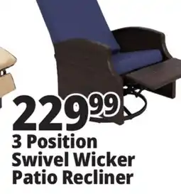 Ocean State Job Lot 3 Position Swivel Wicker Patio Recliner offer