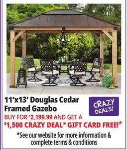 Ocean State Job Lot Douglas 11' x 13' Cedar Framed Gazebo with Steel & Polycarbonate Hip Roof Hardtop offer