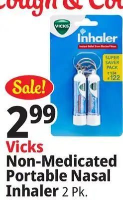 Ocean State Job Lot Vicks Non-Medicated Portable Nasal Inhaler 2 Count offer