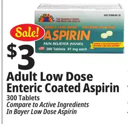 Ocean State Job Lot Health Star 81 mg Adult Low Dose Aspirin Pain Reliever 300 Tablets offer