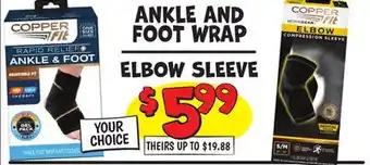 Ollie's COPPER ANKLE AND FOOT WRAP ELBOW SLEEVE offer