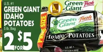 Bravo Supermarkets GREEN GIANT IDAHO POTATOES offer