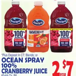 Bravo Supermarkets OCEAN SPRAY 100% CRANBERRY JUICE offer