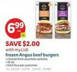 Lidl Frozen Angus beef burgers offer