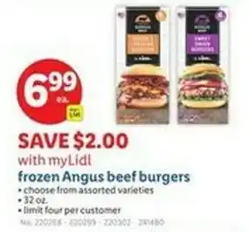 Lidl Frozen Angus beef burgers offer