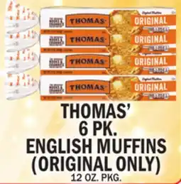 C Town THOMAS' 6 PK. ENGLISH MUFFINS (ORIGINAL ONLY) offer