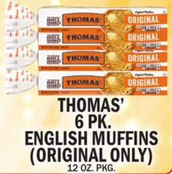 C Town THOMAS' 6 PK. ENGLISH MUFFINS (ORIGINAL ONLY) offer