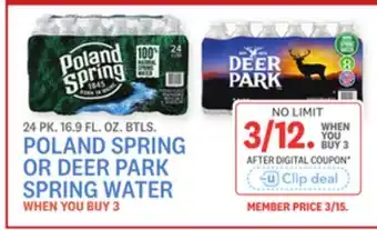 Kings Food Markets POLAND SPRING OR DEER PARK SPRING WATER offer