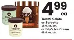 ACME Talenti Gelato or Sorbetto 16 fl. oz. ctn. or Edy's Ice Cream 48 fl. oz. ctn offer