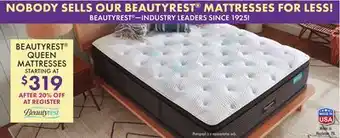 Boscov's BEAUTYREST QUEEN MATTRESSES offer