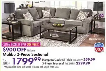 Boscov's DIMENSIONS Malibu 2-Piece Sectional offer