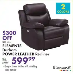 Boscov's ELEMENTS Durham POWER LEATHER Recliner offer