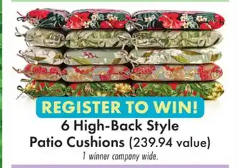 Boscov's 6 High-Back Style Patio Cushions offer