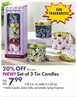 Boscov's Set 3 Tin Candles offer