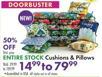 Boscov's ENTIRE STOCK Cushions & Pillows offer