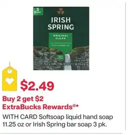 CVS Softsoap liquid hand soap 11.25 oz or Irish Spring bar soap 3 pk offer