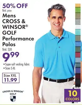 Boscov's Mens CROSS & WINSOR GOLF Performance Polos offer