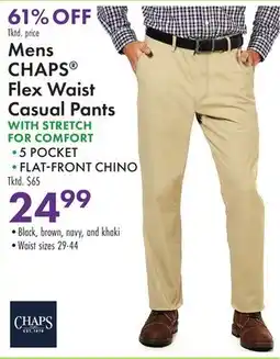 Boscov's Mens CHAPS Flex Waist Casual Pants WITH STRETCH FOR COMFORT offer