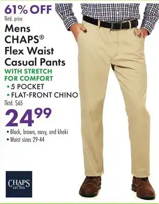 Boscov's Mens CHAPS Flex Waist Casual Pants WITH STRETCH FOR COMFORT offer