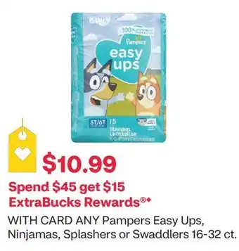 CVS ANY Pampers Easy Ups, Ninjamas, Splashers or Swaddlers 16-32 ct offer