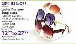 Boscov's Ladies Designer Sunglasses offer