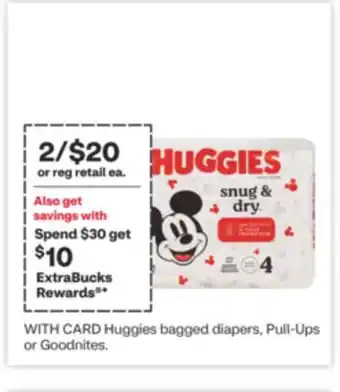 CVS Huggies bagged diapers, Pull-Ups or Goodnites offer