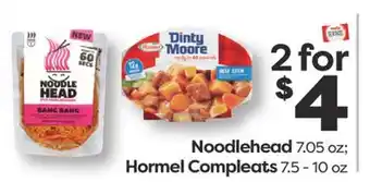 Weis Markets Noodlehead 7.05 oz Hormel Compleats 7.5-10 oz offer