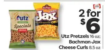 Weis Markets Utz Pretzels 16 oz Bachman Jax Cheese Curls 8.5 oz offer