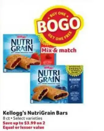 Winn Dixie Kellogg's Nutrigrain Bars offer