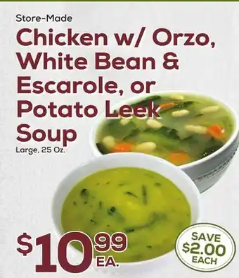 DeCicco & Sons Chicken w/Orzo, White Bean & Escarole, or Potato Leek Soup offer