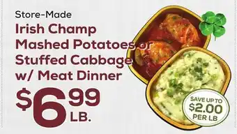 DeCicco & Sons Irish Champ Mashed Potatoes or Stuffed Cabbage w/Meat Dinner offer