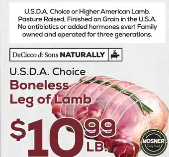 DeCicco & Sons Boneless Leg of Lamb offer