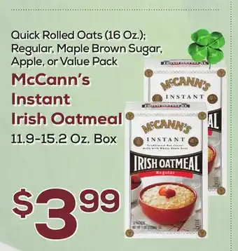 DeCicco & Sons McCann's Instant Irish Oatmeal 11.9-15.2 Oz. Box offer