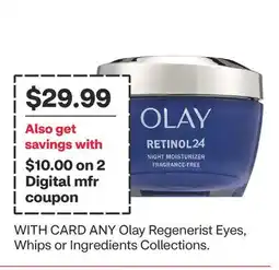 CVS ANY Olay Regenerist Eyes, Whips or Ingredients Collections offer