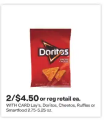 CVS Lay's, Doritos, Cheetos, Ruffles or Smartfood 2.75-5.25 oz offer