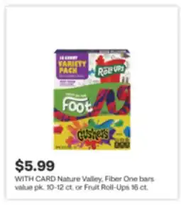 CVS Nature Valley, Fiber One bars value pk. 10-12 ct. or Fruit Roll-Ups 16 ct offer