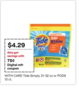 CVS Tide Simply 31-32 oz or PODS 13 ct offer