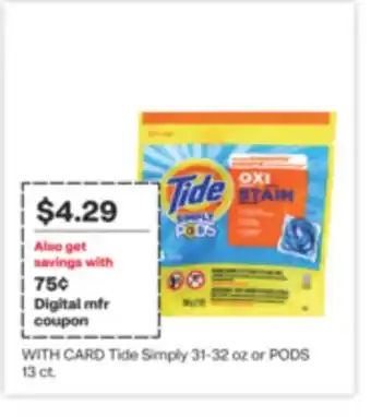 CVS Tide Simply 31-32 oz or PODS 13 ct offer