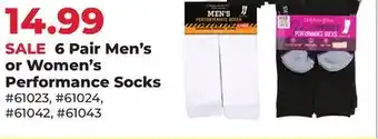 Runnings Noble Outfitters 6 Pair Men's or Women's Performance Socks offer