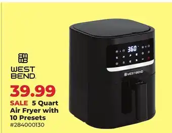 Runnings West Bend 5 Quart Air Fryer with 10 Presets offer