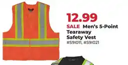 Runnings Tough Duck Men's 5-Point Tearaway Safety Vest offer