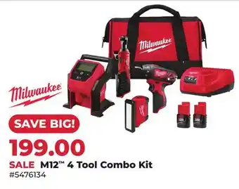 Runnings Milwaukee M12 4 Tool Combo Kit offer