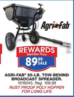 Blain's Farm & Fleet AGRI-FAB 85-LB. TOW-BEHIND BROADCAST SPREADER offer