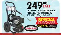 Blain's Farm & Fleet 2800 PSI SIMPSON GAS PRESSURE WASHER offer