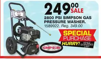 Blain's Farm & Fleet 2800 PSI SIMPSON GAS PRESSURE WASHER offer