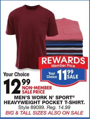 Blain's Farm & Fleet MEN'S WORK N' SPORT HEAVYWEIGHT POCKET T-SHIRT offer