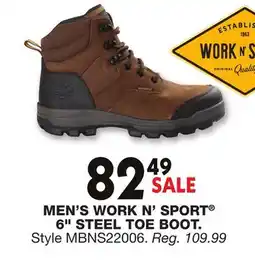 Blain's Farm & Fleet MEN'S WORK N' SPORT 6 STEEL TOE BOOT offer