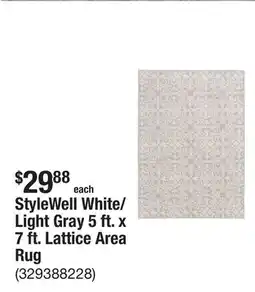 The Home Depot StyleWell White/Light Gray 5 ft. x 7 ft. Lattice Area Rug offer