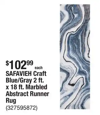 The Home Depot SAFAVIEH Craft Blue/Gray 2 ft. x 18 ft. Marbled Abstract Runner Rug offer